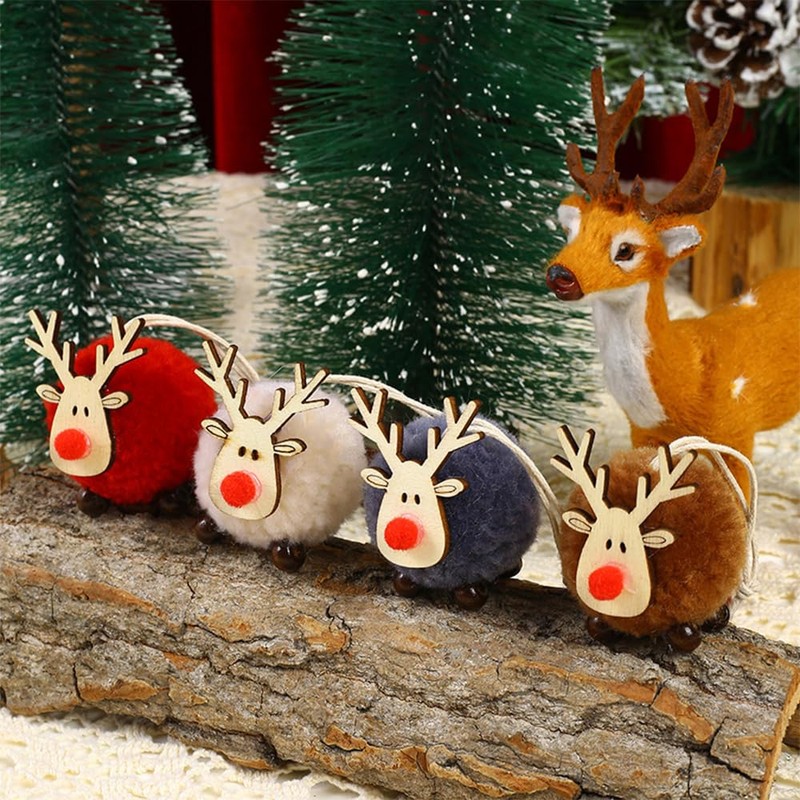 Christmas Ornament, Plush Set, 6-piece Set, Cute, Reindeer, Christmas Tree,