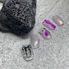 ˡᴬᴺᵀᶤˡ [Swa Stone] Magenta Ribbon Handmade Nail Tip - Short