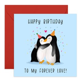 CENTRAL 23 Happy Birthday Husband Card - Forever Love - Sweet Birthday Card For Men Women - Penguin Cards For Wife Boyfriend Girlfriend - Romantic Gifts For Her Him - Comes With Stickers