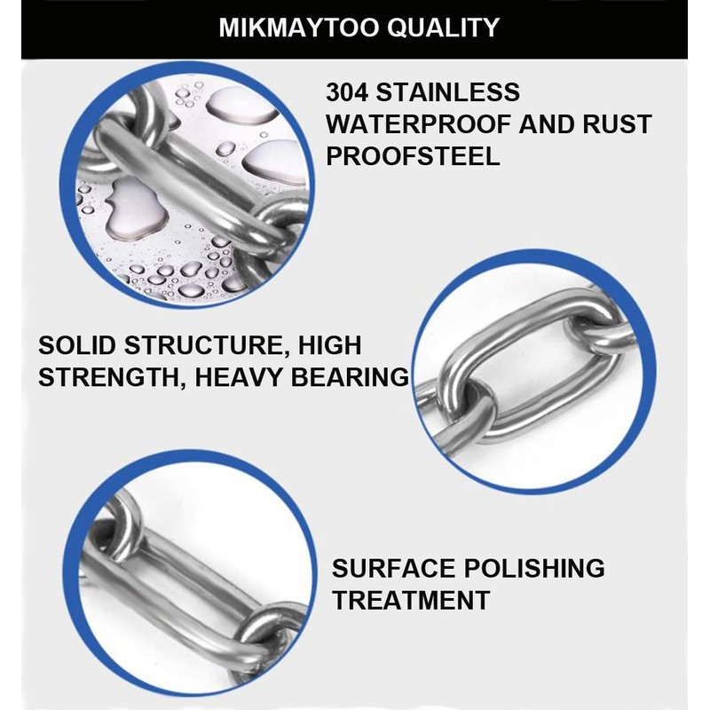 Small Metal Chain,Stainless Steel Safety Chains 40in (L) x 3MM