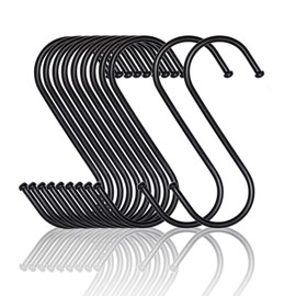 MgcTolBox 20PCS Small S Hooks, Stainless Steel S Hooks for Hanging, S Shaped for Kitchen, Office, Bathroom, Bedroom, Plants, Wardrobe (Black, Small)