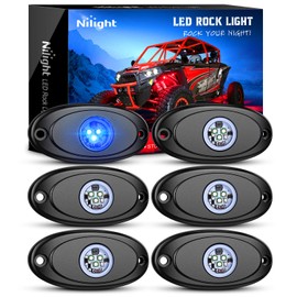 Nilight Luces LED de Roca, 6 Unidades, luz Azul, Impermeables, para Debajo de la Rueda del Cuerpo, Luces Interiores Exteriores para Coche, camión, camioneta, ATV, UTV, SUV, Motocicleta, Barco