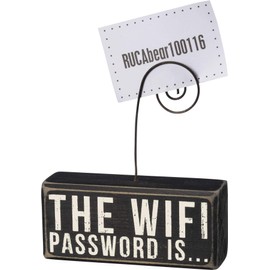 Primitives by Kathy 37176 Wood Photo Holder Block, The WIFI Password Is
