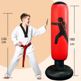 Freestanding Punch Bags for Children/Adults, Filled Punch Bag, 160 cm for Boxing/Kickboxing, Standing Punch Bags, Sandbags, Inflatable Sandbags, Freestanding, Red