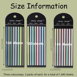 Realand 1440pcs Transparent Highlighter Tape, Long Reusable Highlight Strips Book Highlighters Removable, Sticky Note Tabs for Annotating Books Aesthetic Annotation Supplies