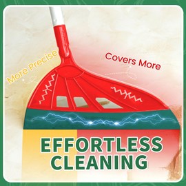 Magic Air Broom Household Silicone Broom for Floor Cleaning, Multifunctional Floor Squeegee with 60’’ Aluminum Adjustable Handle, Pet Hair for Glass, Fine Dust, Hair, Liquids (Red)