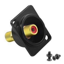 QIANRENON RCA Panel Mount Audio Connector Gold-Plated RCA Female to Female Bulkhead Mount Right Channel Socket Adapter 75Ω A/V Jack, Mounted XLR/Type D, for Stereo Amplifier Home Cinema TV, Red