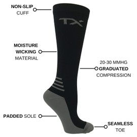 TX Compression Socks 20-30 mmHg Graduated Support – Moisture Wicking Material