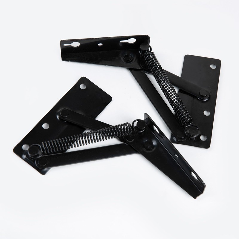 Folding Support Hinges, 80 Degree Spring Loaded, Black Metal Cabinet
