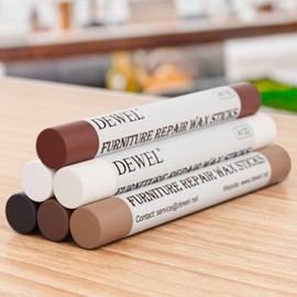 DEWEL Wood Filler Sticks, 6 Colors Wood Crayons for Scratches, Wood Floor Repair Wax Filler Sticks, Furniture Scratch Repair Crayons Kit for Wood Holes, Scratches, Table