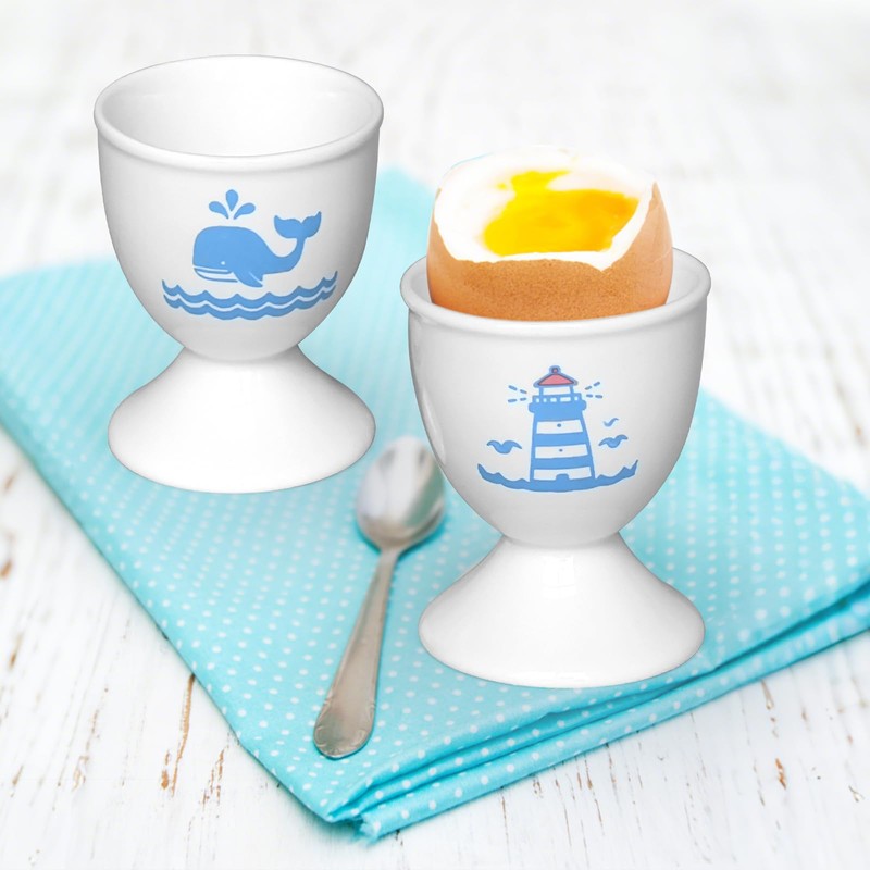 Cinf Ceramic Egg Cup Set of 2 Porcelain Holder Breakfast