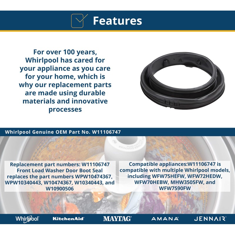 Whirlpool W11106747 Door Boot Seal