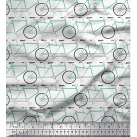 Soimoi White Viscose Chiffon Fabric Bicycle Transport Decor Fabric Printed BTY 42 Inch Wide