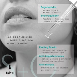Srum Facial Belves cido Saliclico Gliclico Niacinamida 30mL