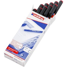 edding 141 F permanent pen - red - 10 pens - round nib 0.6 mm - pen for writing on glass, plastic, foils and smooth surfaces - permanent, quick-drying, smudge-proof and waterproof