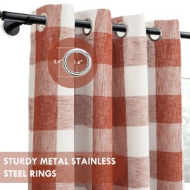 DriftAway Buffalo Plaid Check Curtains Woven Plaid Pattern Lined Blackout Thermal Insulated Window Curtain Grommet 2 Layers 2 Panels 52 Inch by 96 Inch Burnt Orange