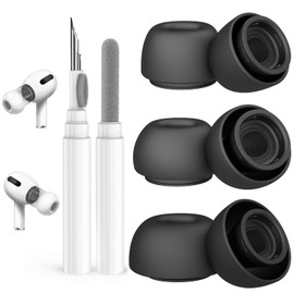 3-Pairs Replacement Ear Tips for AirPods Pro 2nd/1st Generation with Cleaner kit,Noise Reduction Holewith & Built-in dust Guard Screen, Silicone Ear Tips for USB-C Charging Case (S/M/L)