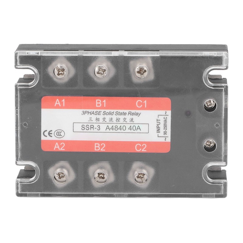 3 Phase Solid State Relay 40A LED Indicator Transparent Cover