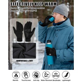 RIGWARL Thermal Gloves Windproof Men Women Winter Warm Touchscreen Winter Gloves with Non-Slip PU Palm, Waterproof Sports Gloves for Running, Driving, Cycling, Hiking