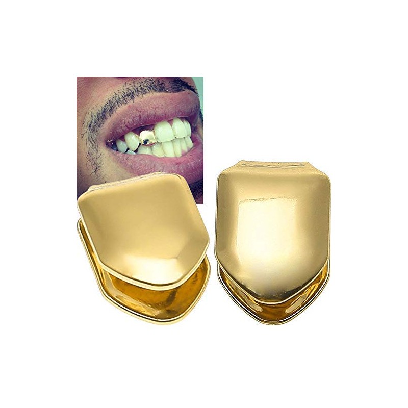 Onwon 2 Pieces 14K Plated Gold Grillz Hip Hop Top
