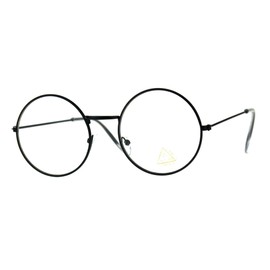 SA106 Ultra Flat Lens Trendy Circle Round Lens Retro Eye Glasses Black