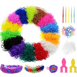 Qtopun 5800+ Loom Rubber Bands for Bracelet, Bracelet Making Supplies with Weaving Loom Hooks Beads Clips DIY Craft Kit for Friendship Bracelet Maker Refill Accessories