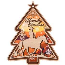 BlinkWishes Cowboy Christmas Ornament, Cowboy for Rodeo and Western Fans, Cowgirl Farm Hat Wild Boot Horse Cactus Ornaments for Xmas Tree Decoration