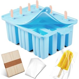 Molde de Paletas de Hielo Silicona 12 Cavidades + Embudo – Sin BPA, Reutilizable, Anti-Fugas y Súper Fácil de Desmoldar – Ideal para Helados Caseros, Jugos y Yogur – Azul