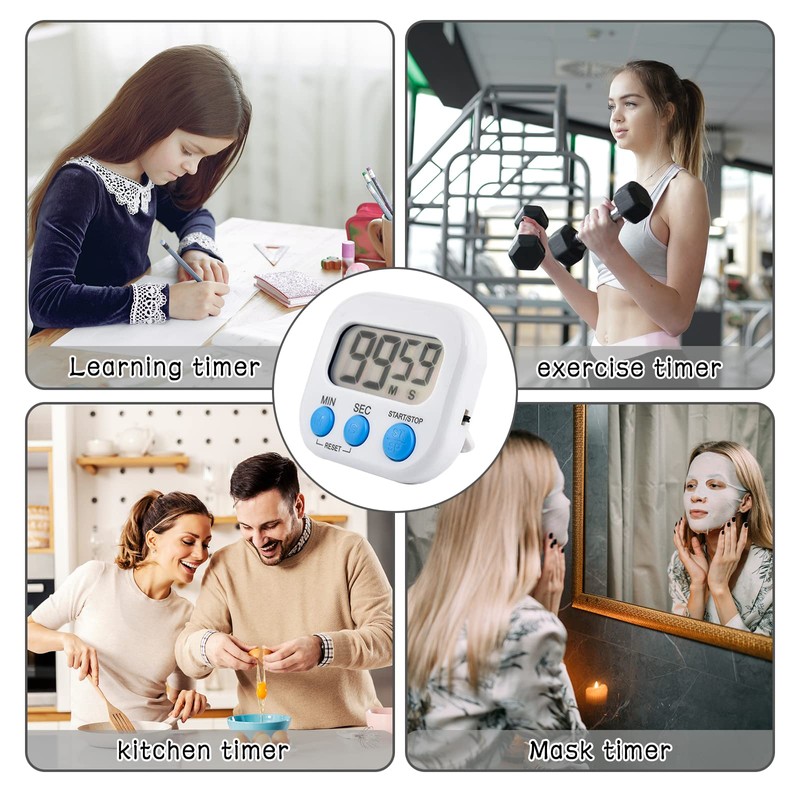 4Pcs Kitchen Timer, Kikuo Digital Timer, Big Digit Magnetic Clock,