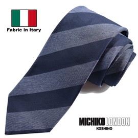 Michi Ki-008-A Italian Fabric, Japanese Sewing, Fabric in Itary Necktie, Brand KOSHINO Striped Pattern, 100% Silk, Present, Gift, Unisex, Unisex, Navy, navy