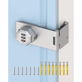 Anobeyi Cabinet Lock with Combination, 90 Degree Bifold File Cabinet Door Lock, Mechanical Keyless Password Rotary Hasp Latches for Office File Desk Drawer, Cupboard, Locker (1, Silver)