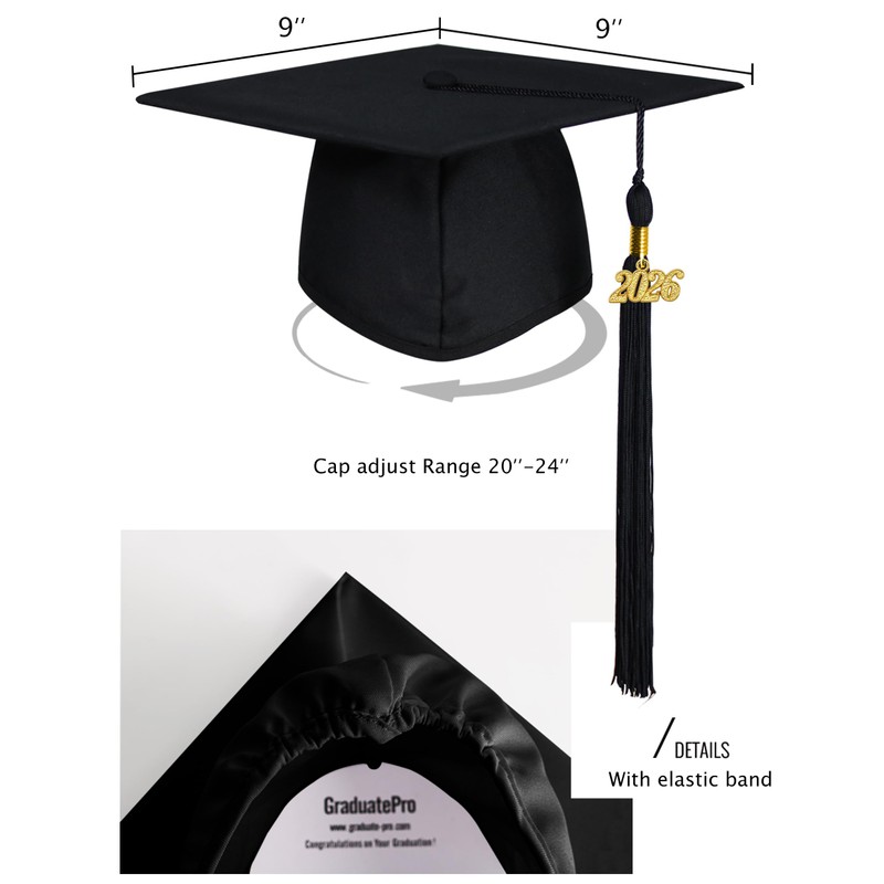 GraduatePro Matte Graduation Cap and Gown Class of 2025 Set