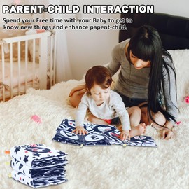 Baby Books Toys, 3 Pack White and Black Cloth Book Set, Touch and Feel Crinkle Cloth Book for Infant Babies 0-6 Months, Early Education Sensory Soft Toy, Baby Gifts Christmas Stocking Stuffers