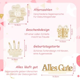 Yootiko 60th Birthday Gift for Men & Women - Wooden Guest Book with LED Clover - Money Gift with Engraving & Light (60 Years)