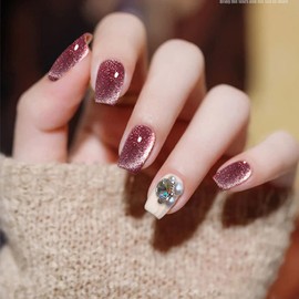 VERONNI Red Glitter Cat Eye Gel Nail Polish,Diamond Reflective Magnetic UV Gel Polish Shimmer Sparking Cat Eye Gel Nail Polish Soak Off UV LED Gel Nail 10ml (09 Wine)