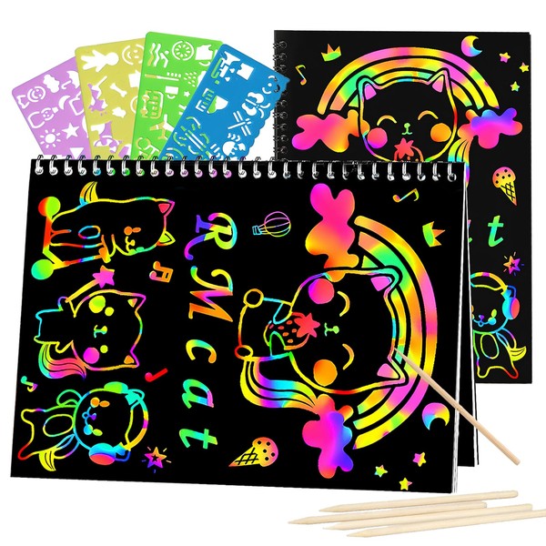 Scratch Art Book for 3-12 Year Olds, 2 Sets of
