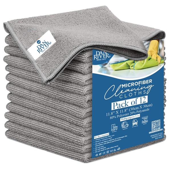 DAN RIVER Microfiber Cleaning Cloth - 12 Pack Economy Bundle