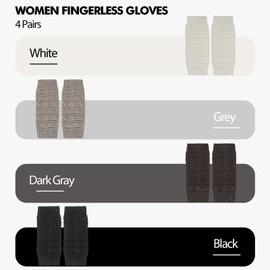 TAGVO 4 Pairs of Fingerless Gloves, Half Finger Gloves, Warm Half Fingerless Knitted Gloves for Everyday Wear, Knitted Gloves, Winter Gloves, Gifts for Women, Size Girls, multicoloured