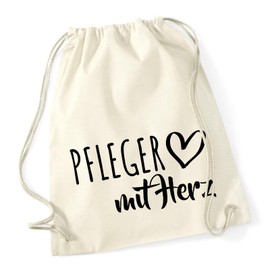 Huuraa Sport Tasche Pfleger mit Herz Geschenk Baumwolltasche Natural 12 Liter Baumwolle Pfleger Accessoire