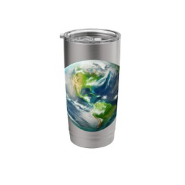 Earth Day Planet As Seen From Space Realistic Globe Blue Stainless Steel Insulated Tumbler