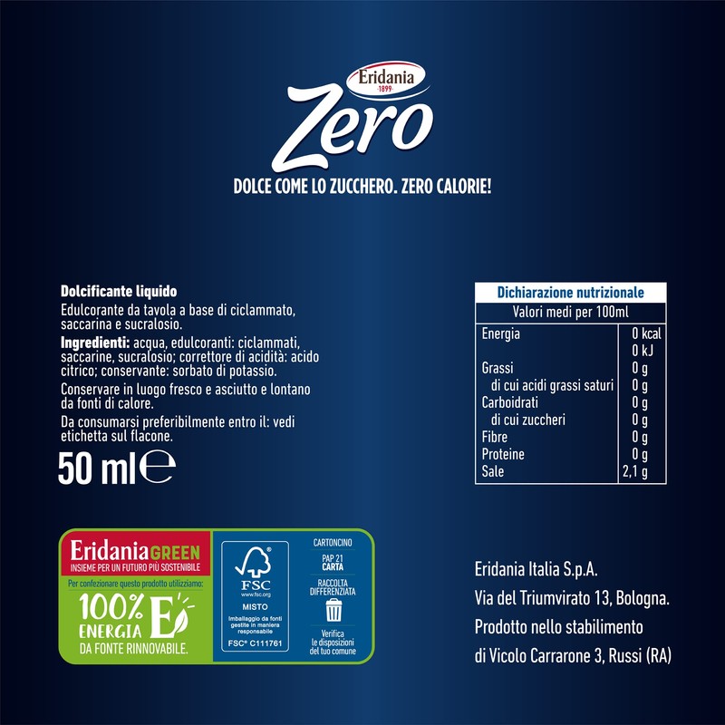 Eridania Zero - Dolcificante Liquido, Comodo Flaconcino da Portare con