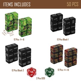 FIGURESLAB 50PCS Abilities Keywords Plus 1 Life Counter MTG Dice Set, Buff MTG Tokens 6 Sided Dice for Magic Card, CCG Creature Stats TCG Card Game Accessories
