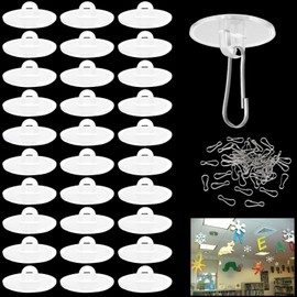 Tyqour 30Pcs Self Adhesive Ceiling Hooks for Hanging Drop Ceiling Hooks Self Adhesive Hooks Ceiling Discs Removable Wall Hook Hanger for Wedding Birthday Party Christams Decorations(3cm)