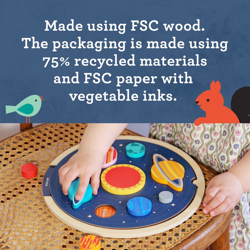 Multi-Language Solar System Wooden Tray Puzzle