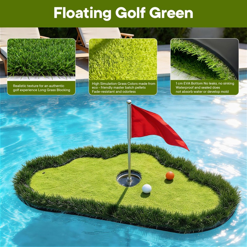 Floating Golf Green for Pool, Pool Golf Game Putting Green