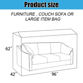 HERSENT 96 x 42 x 62 Inch Plastic Furniture Covers for Moving, Couch Cover for Sofa, Thick Clear Sofa Moving Cover, Waterproof Moving and Storage Bag