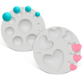 GeryVtee Polymer Clay Molds Heart & Half Round Ball Polymer Clay Molds Polymer Clay Earring Tools for Jewelry Making, 10 Sizes Clay Half Ball Maker Clay Heart Ball Maker