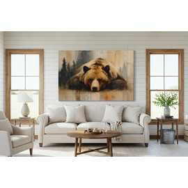 Wildlife Canvas Prints - Wild Animals Home Decor - Medium, Large, and Extra Large Wall Art for Living Room, Bathroom, Kitchen (Grizzly Repose, 24L" x 36W")