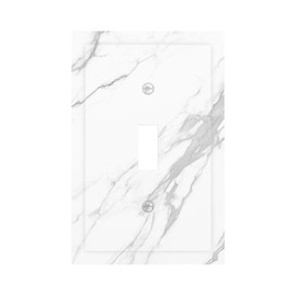 Nadoabtm Decorative Light Switch Cover Modern White Gray Marble 1 Gang Single Toggle Device Electrical Faceplate Switchplates Decorator Outlet Wall Plate for living Room Bathroom Decor
