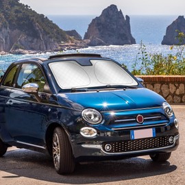 KUNGKIC Für FIAT 500 2008-2023 Abarth 595 2012-2023 Auto Windschutzscheibe Sonnenschutz Frontscheibe Faltbarer Sonnenschirm Blockiert UV-Strahlen Sonnenblende Schutz (vorne Windschutzscheibe)
